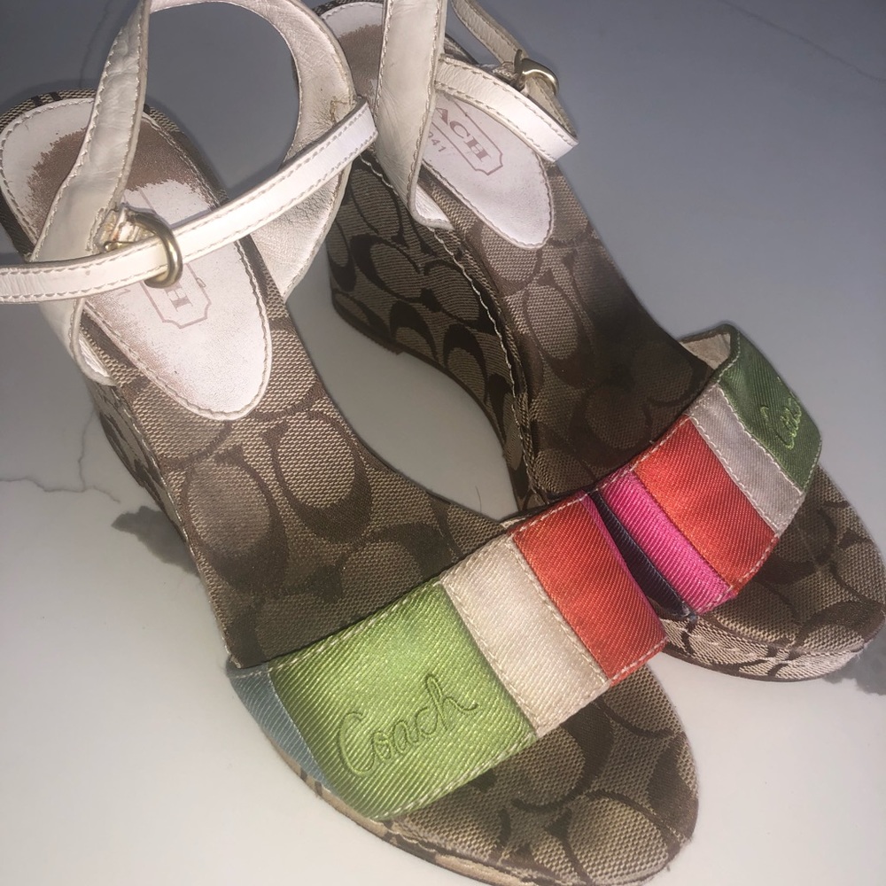 Coach Logo Wedge Sandals